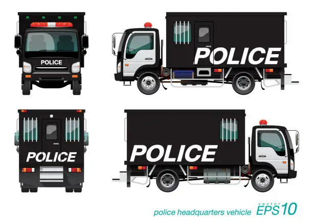 Vector illustration of police headquarters truck