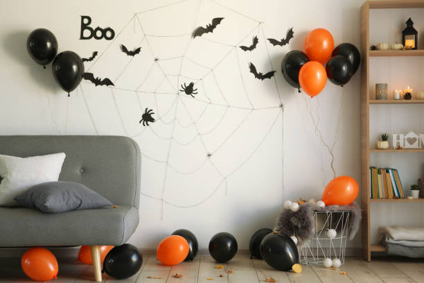 istock Room interior decorated for halloween 1278561124