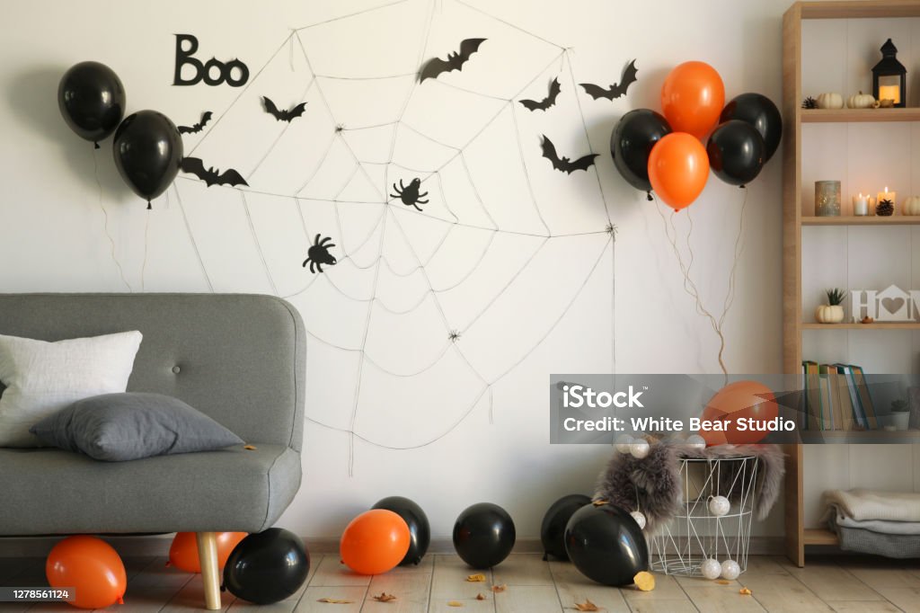 Room interior decorated for halloween Halloween Stock Photo