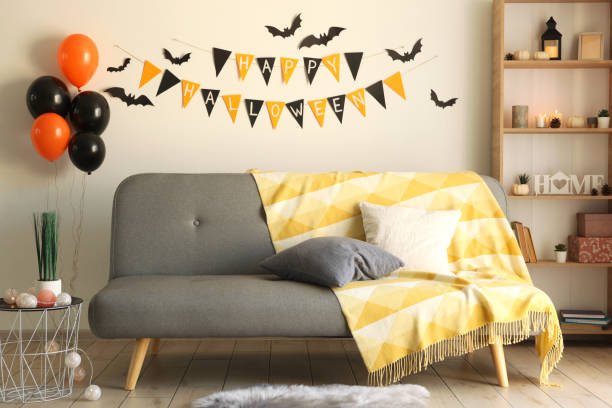 istock Room interior decorated for halloween 1278561126