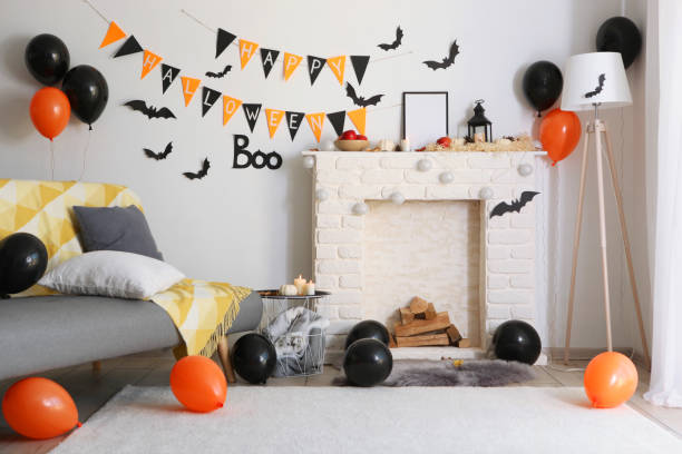 istock Room interior decorated for halloween 1278561127
