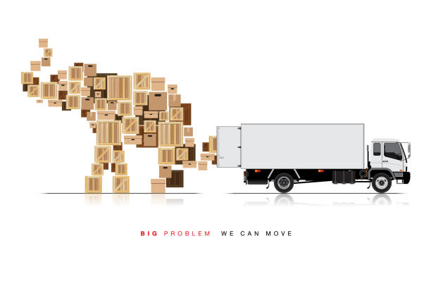 logistikkonzept - delivery van distribution warehouse vector shipping stock-grafiken, -clipart, -cartoons und -symbole