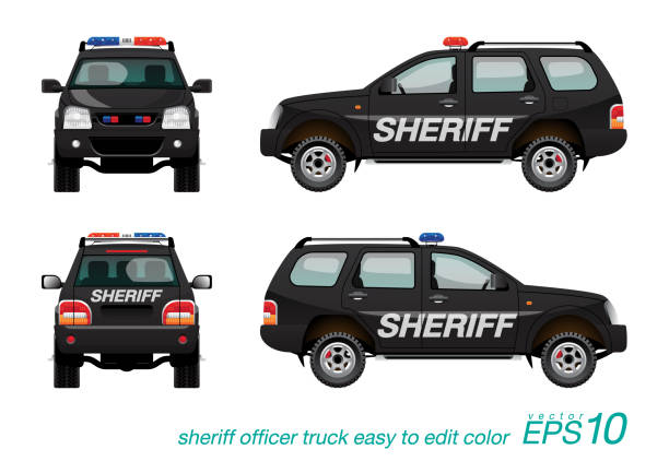 шериф внедорожник автомобиль - police station flash stock illustrations