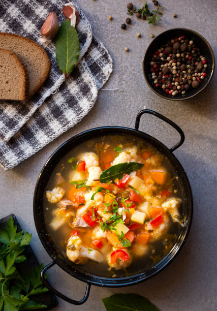 istock Vegetable soup with cauliflower, laurel and other vegetables 1278562685