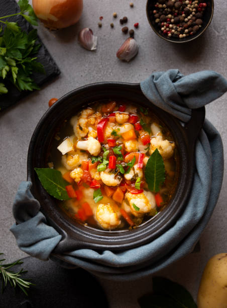 istock Vegetable soup with cauliflower, laurel and other vegetables 1278562726