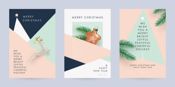 ilustrações de stock, clip art, desenhos animados e ícones de merry christmas and happy new year set of backgrounds, greeting cards, posters, holiday covers. - natal comida