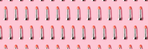 istock Banner made from lipsticks on pink background. 1278568227