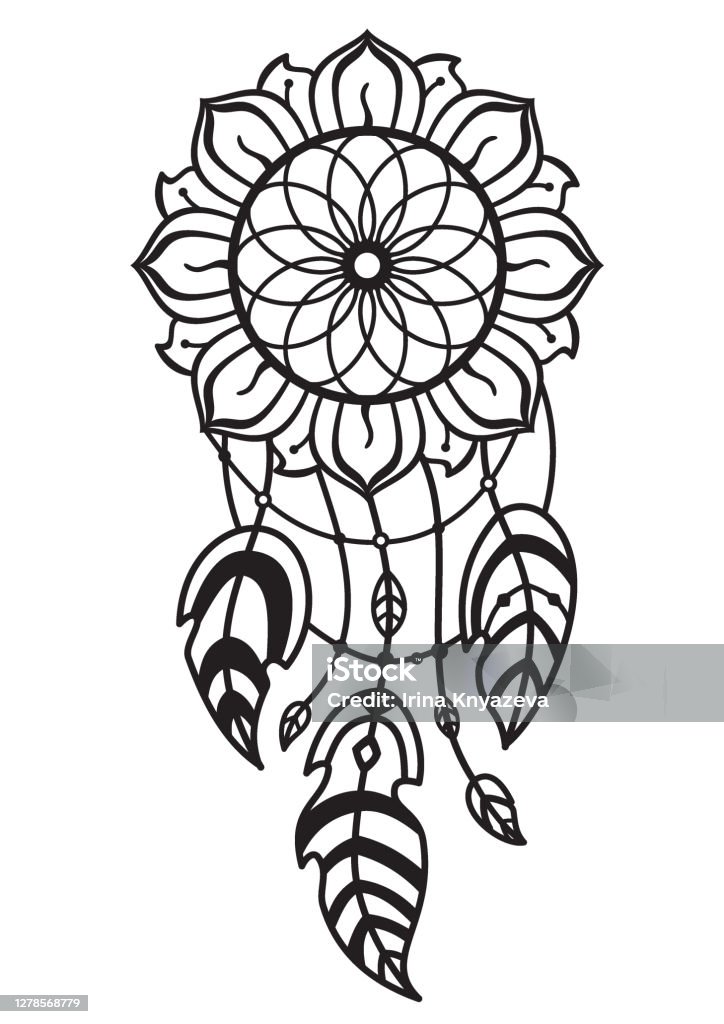 Sunflower Dream Catcher Stock Illustration - Download Image Now - Tattoo,  Sunflower, Logo - iStock