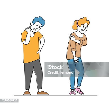 istock Health Problem, Disease Symptoms and Unhealthy Body Sickness Concept. Couple of Male and Female Feeling Strong Pain 1278569725