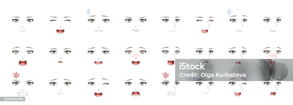 Manga Male Expression Man Emotions Anime Faces Eyes Mouth And Eyebrows  Japanese Or Korean Boy Characters Asian Style Comic People Feelings Symbol  Cartoon Vector Isolated Collection Stock Illustration - Download Image Now -