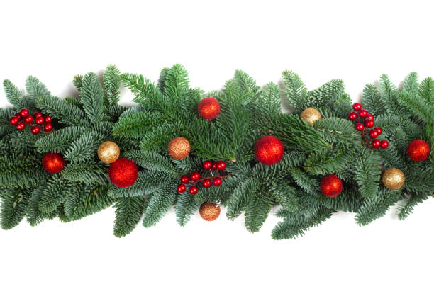 istock Christmas border of fir tree on white 1278573916