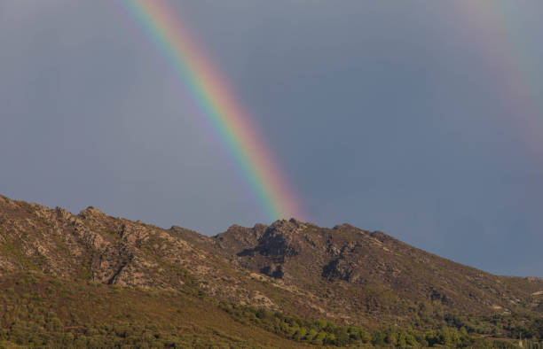 Mountain landscape with a rainbow, Corsika Island