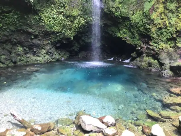 Beautiful waterfall blue water