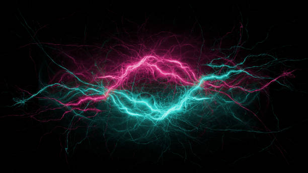 Green and purple neon lightning background