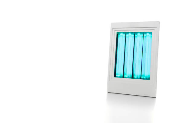istock White facial solarium with UV light on a white background with space for copy 1278576729