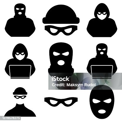 istock Thief, criminal, robber icon, logo isolated on white background 1278578275