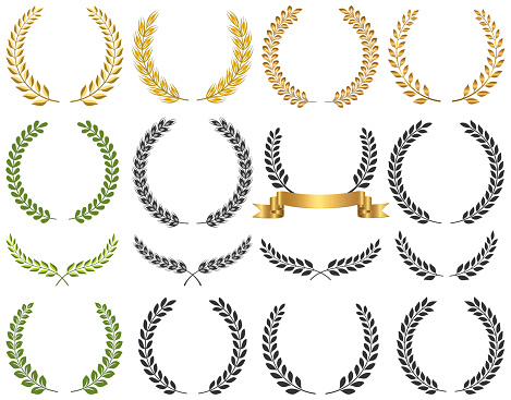 Set of laurel wreath vector illustration. Eps 10 file with no effect or transparencies. Clean and smooth design and Fully editable.