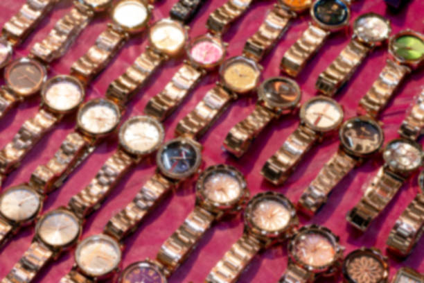 istock Blurred watch wrist in shop for background, Clock blur image 1278581269