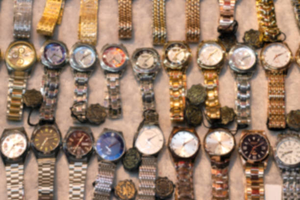 istock Blurred watch wrist in shop for background, Clock blur image 1278581289