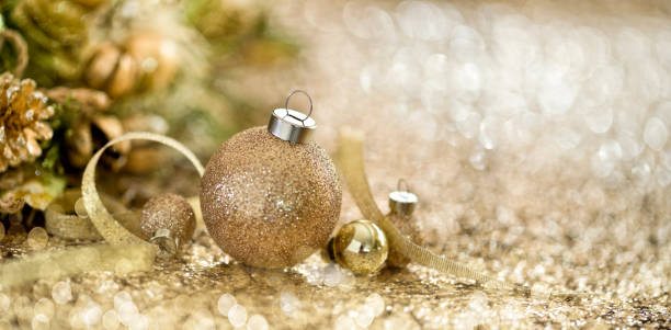 istock Christmas Gold Ornaments Background 1278583219