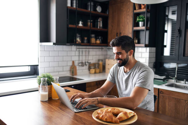 istock Side view portrait of a happy freelancer working 1278583822