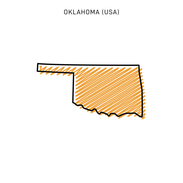 オクラホママップ落書きスタイルベクトルストックイラストデザインテンプレート。 - oklahoma map cartography topography点のイラスト素材／クリップアート素材／マンガ素材／アイコン素材