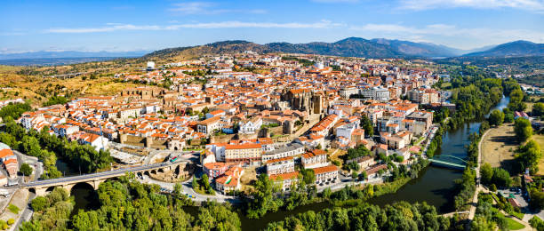 Aerial panorama of Plasencia in Spain Aerial panorama of Plasencia in the province of Caceres, Extremadura, Western Spain extremadura stock pictures, royalty-free photos & images