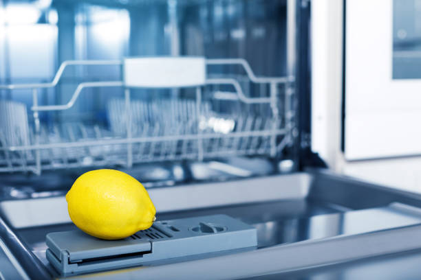 istock Home appliance dishwashing machine in kitchen interior, no people 1278588793