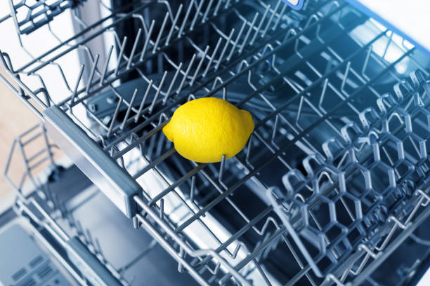 istock Home appliance dishwashing machine in kitchen interior, no people 1278588828