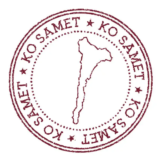 Vector illustration of Ko Samet round rubber stamp with island map.