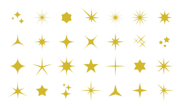 sada ikon sparkle - symbol hvězdy tvar stock ilustrace