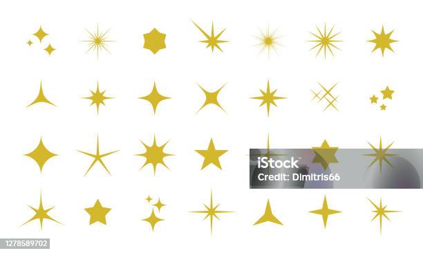 Ensemble Dicônes Sparkle Vecteurs libres de droits et plus d'images vectorielles de Étoile - Étoile, Forme étoilée, Scintillant