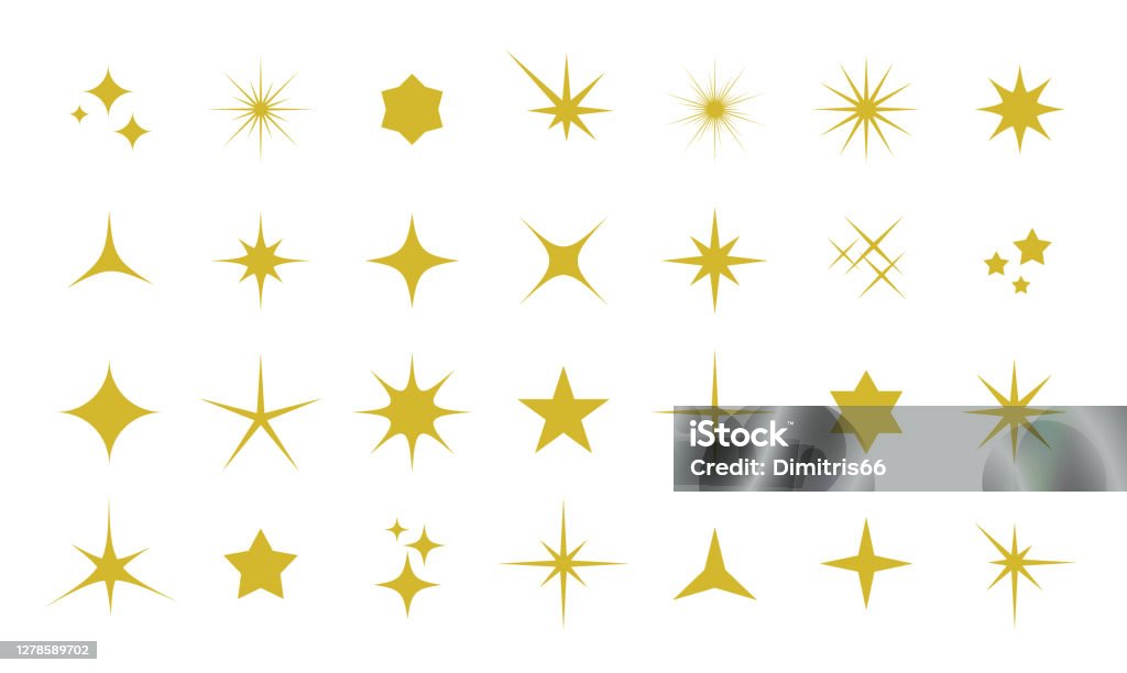 Sparkle icon set Sparkles icon set Star - Space stock vector