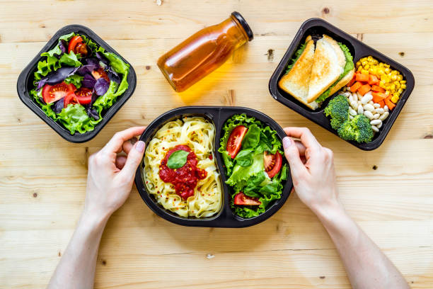 istock Restaurant food delivery. Take away lunch in boxes 1278589932