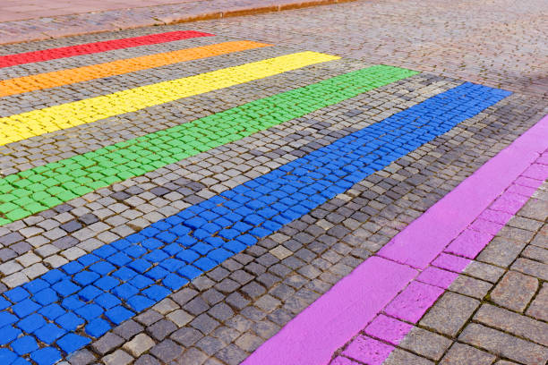 istock rainbow colored crosswalk at pride parade in Helsinki 1278592040