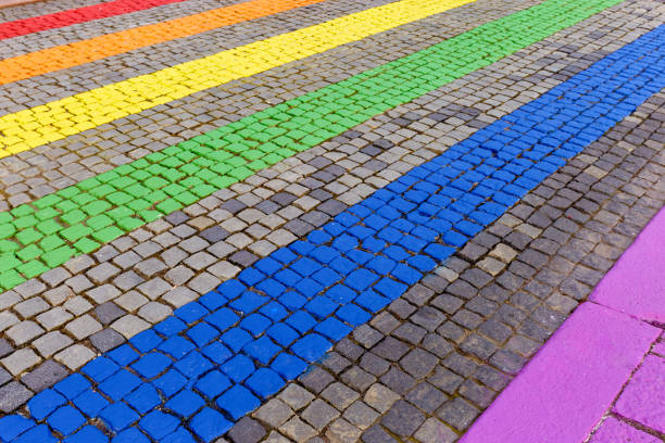 istock rainbow colored crosswalk at pride parade in Helsinki 1278592056