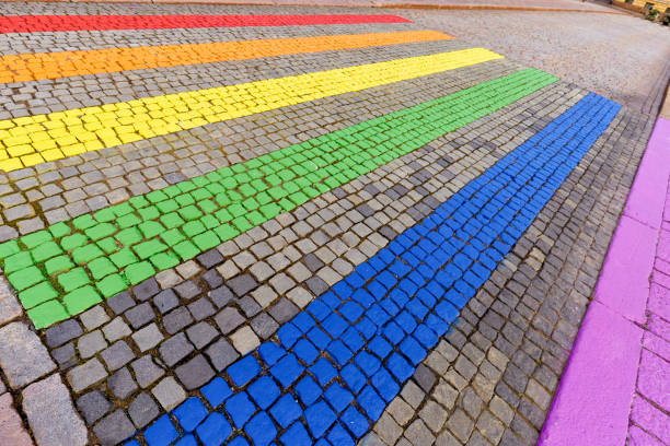 istock rainbow colored crosswalk at pride parade in Helsinki 1278592092