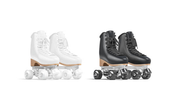 istock Blank black and white roller skates with wheels mockup pair 1278594416