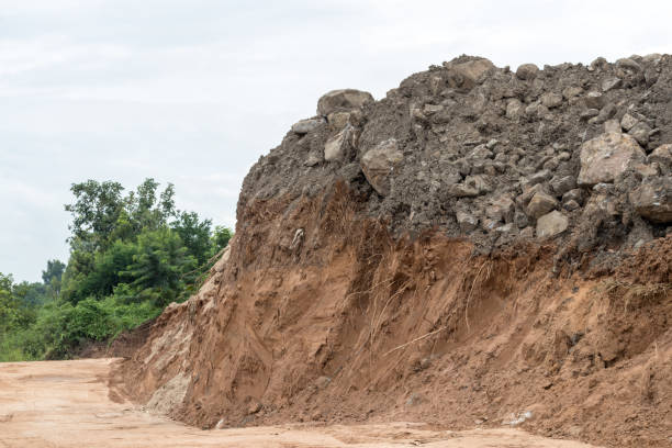 istock Sandy soil, which was dug with stones on top. 1278595740