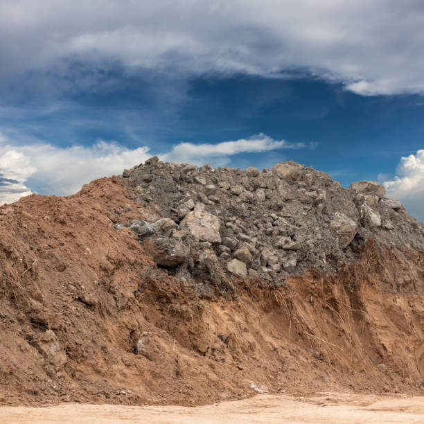istock Underneath the ground, dig and pile the rocks with skies. 1278595777