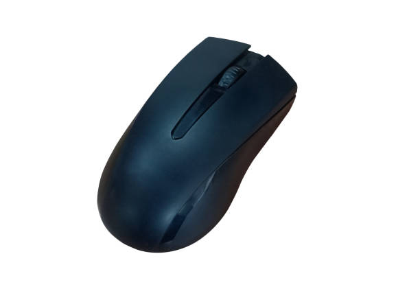 istock Isolated on white background of black wireless mouse device with clipping path. 1278597651
