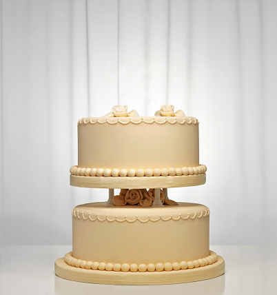 Wedding cake with bride and groom figurines