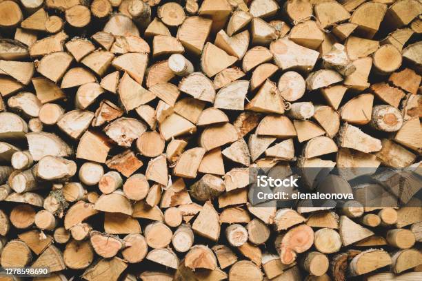 Birch Firewood Background Stock Photo - Download Image Now - Firewood, Wood - Material, Log