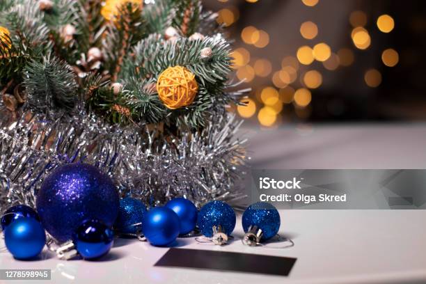 Violet Blue Silver Gold And Purple Christmas Decorations With Baubles Stock  Photo - Download Image Now - iStock