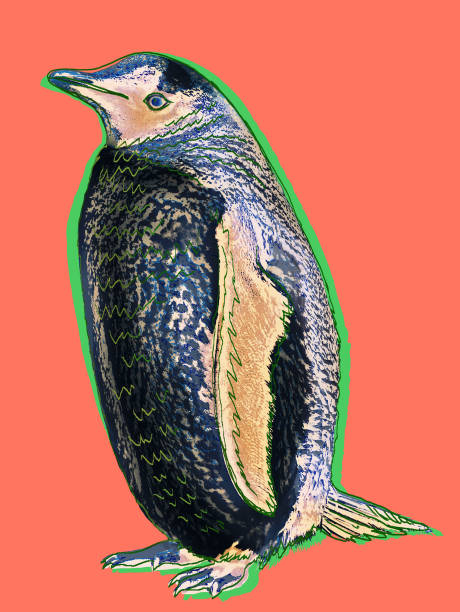 istock Penguin on a coral background, abstract painting in pop art style 1278602369