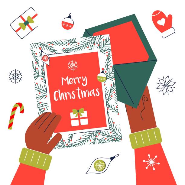 手書きのクリトマスグリーティングカードはがき文字を書く - greeting card christmas envelope mail点のイラスト素材／クリップアート素材／マンガ素材／アイコン素材