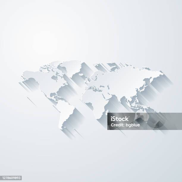 Carte Du Monde Avec Effet De Coupe De Papier Sur Larrièreplan Blanc Vecteurs libres de droits et plus d'images vectorielles de Planisphère