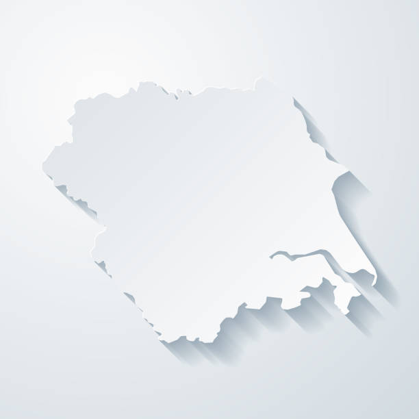 istock Yorkshire and the Humber map with paper cut effect on blank background 1278610358