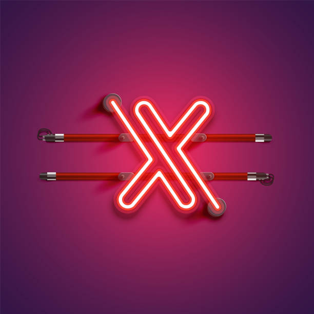 istock Purple/red high-detailed neon character, vector illustration 1278611803