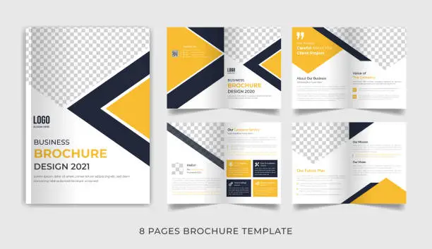 Vector illustration of Corporate business marketing, real estate, medical, travel square vertical 4, 6, 8 pages bi fold tri fold brochure template design